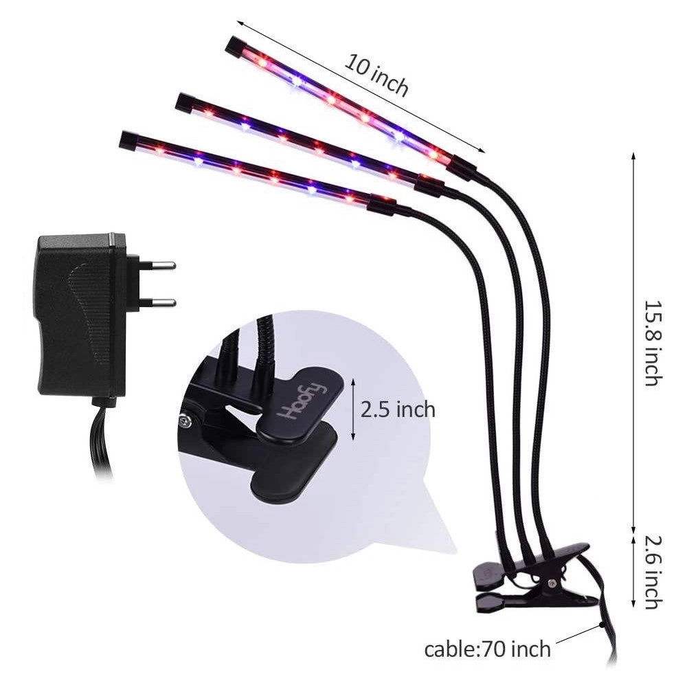 Trade Shop - Lampada Da Coltivazione Piante A Led Flessibile Serra Coltura Idroponica 3 Steli -