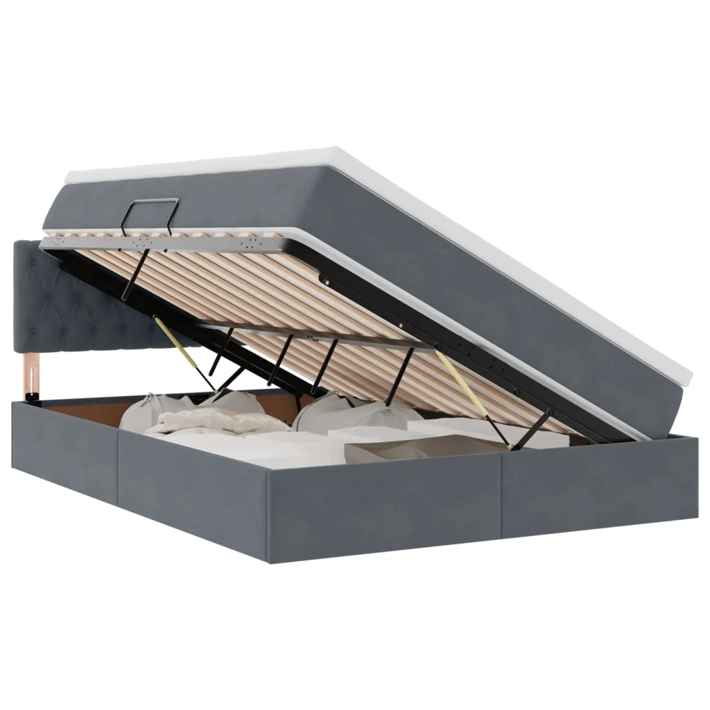 Letto con Contenitore Grigio scuro 140 x 200 cm Velluto 3370822