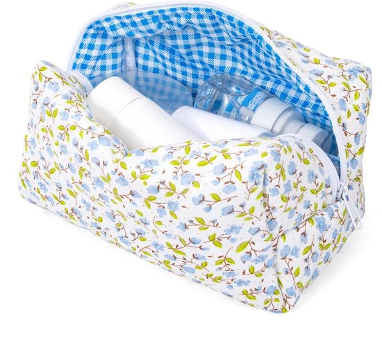 Borsa di Cosmetici Portatile con Fiori - Grande Capacità - Borsa di Cosmetici per Donne - Borsa di Cosmetici per Ragazze - Design Leggero - Codice Prodotto: [codice prodotto] - Modello: [modello] - Capacità: [capacità] - Peso: [peso]