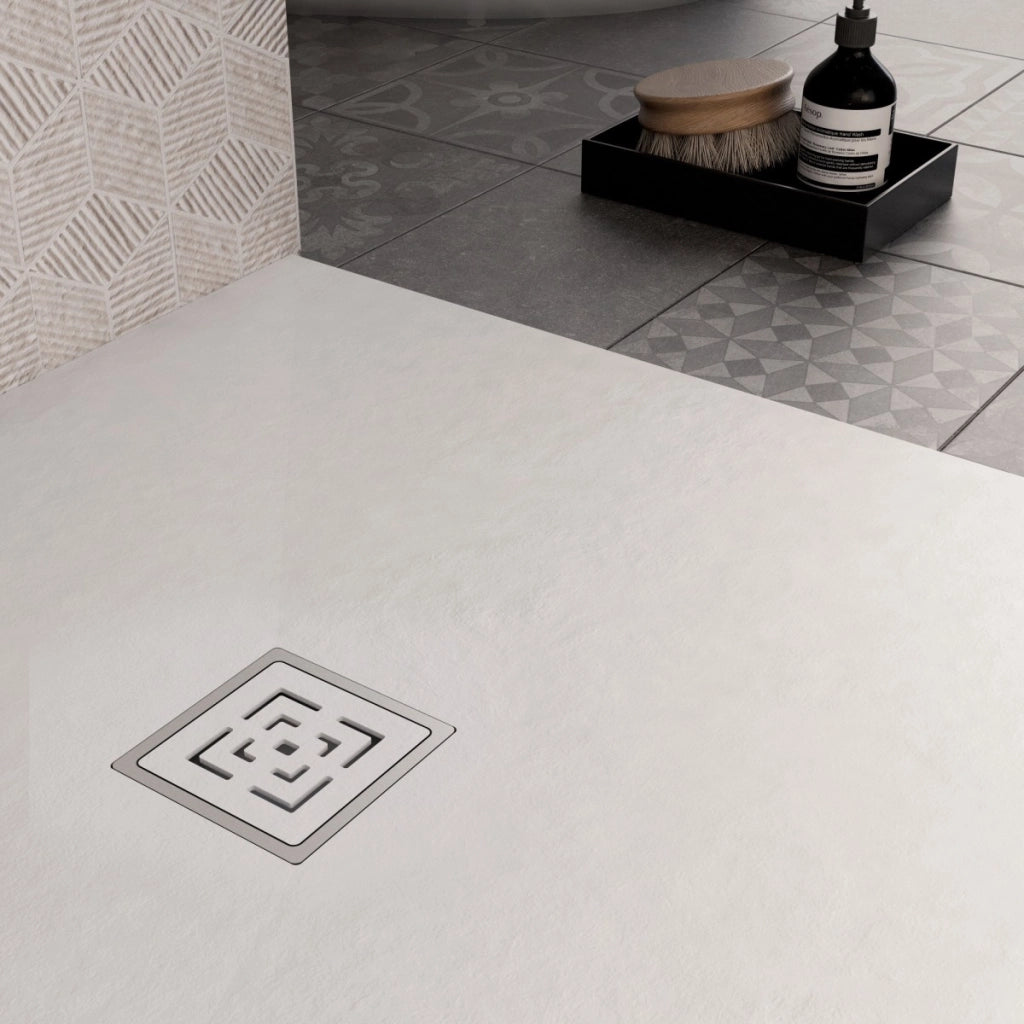Piatto doccia in marmoresina bianco effetto pietra cemento passion, misura 75x130