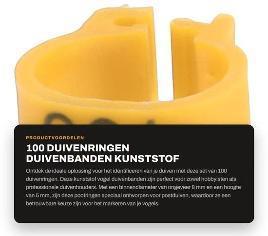 Duivenringi in plastica da 100 pezzi - Diametro interno 8 mm - Adatto per volatili da cortile - Collari per volatili - Leggero