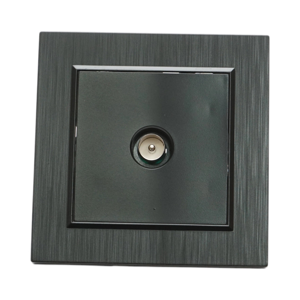 Presa TV da incasso nera ABS 80x80mm
