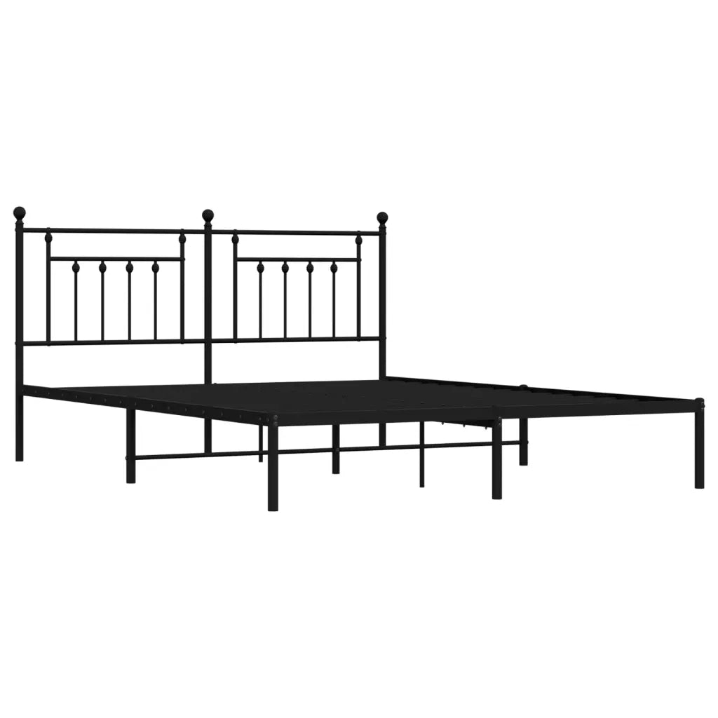 Letto matrimoniale | Letto per adulti | Giroletto con Testiera in Metallo Nero 160x200 cm