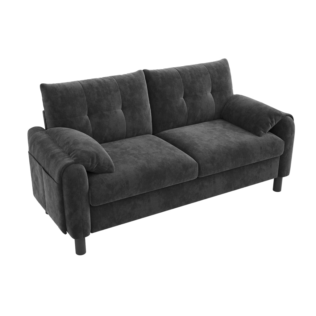 Divano 2 Posti in Tessuto Chenille con Cuscini Morbidi ¨C MINIMAL ¨C Grigio