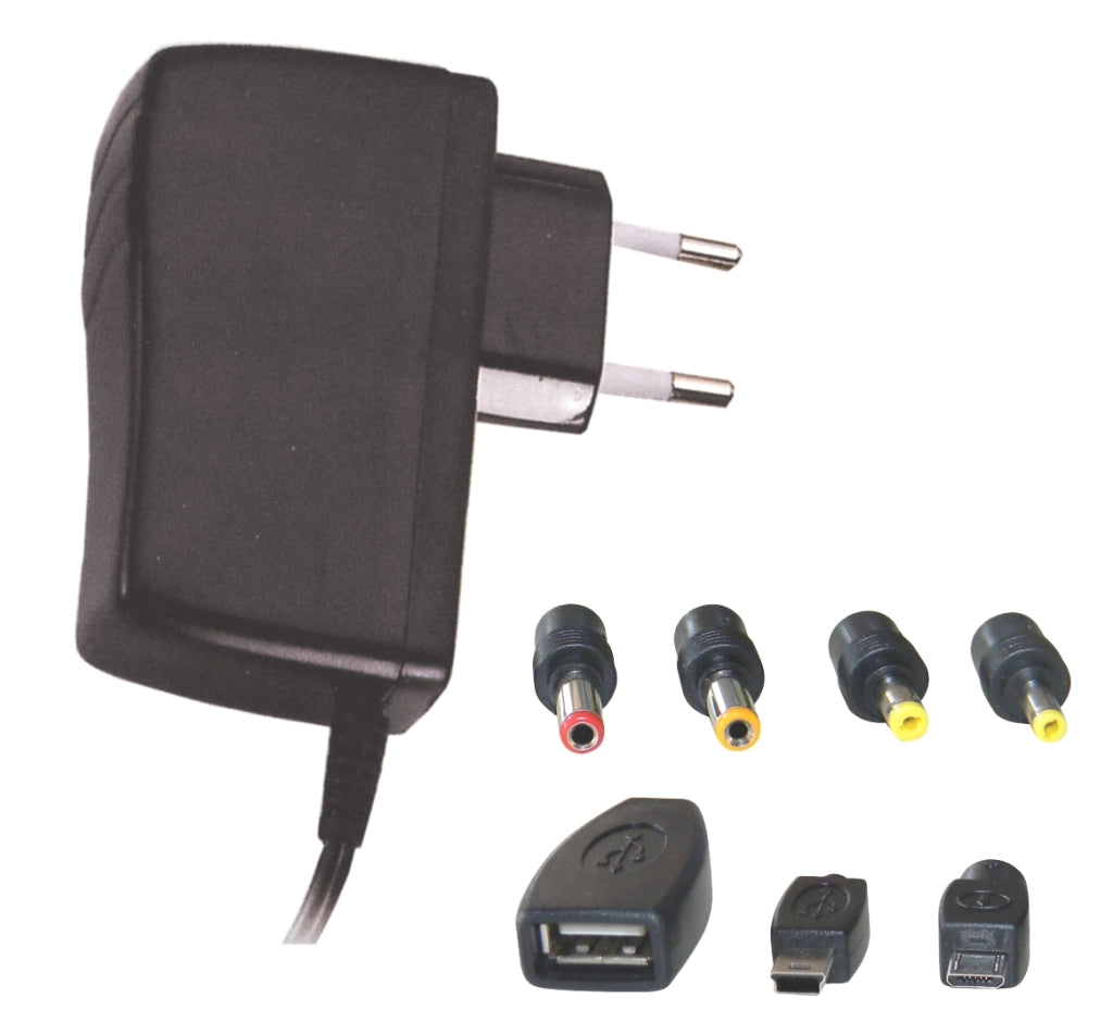 AP5A Alimentatore Switching 5V 2.5A 6 plug/USB/Mini USB