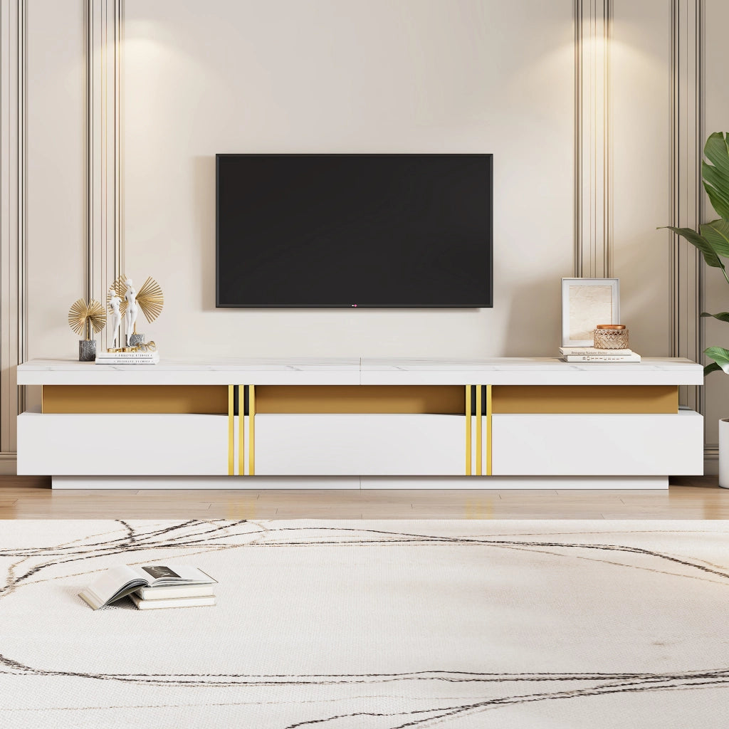 Lowboard TV bianco in truciolare lunghezza 200 cm
