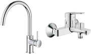 Wastafierma Pieghevole e Bocchettone per doccia (con valvola di ritorno integrata, regolazione automatica per doccia e bagno, resistente ai graffi), chromo, 23334000