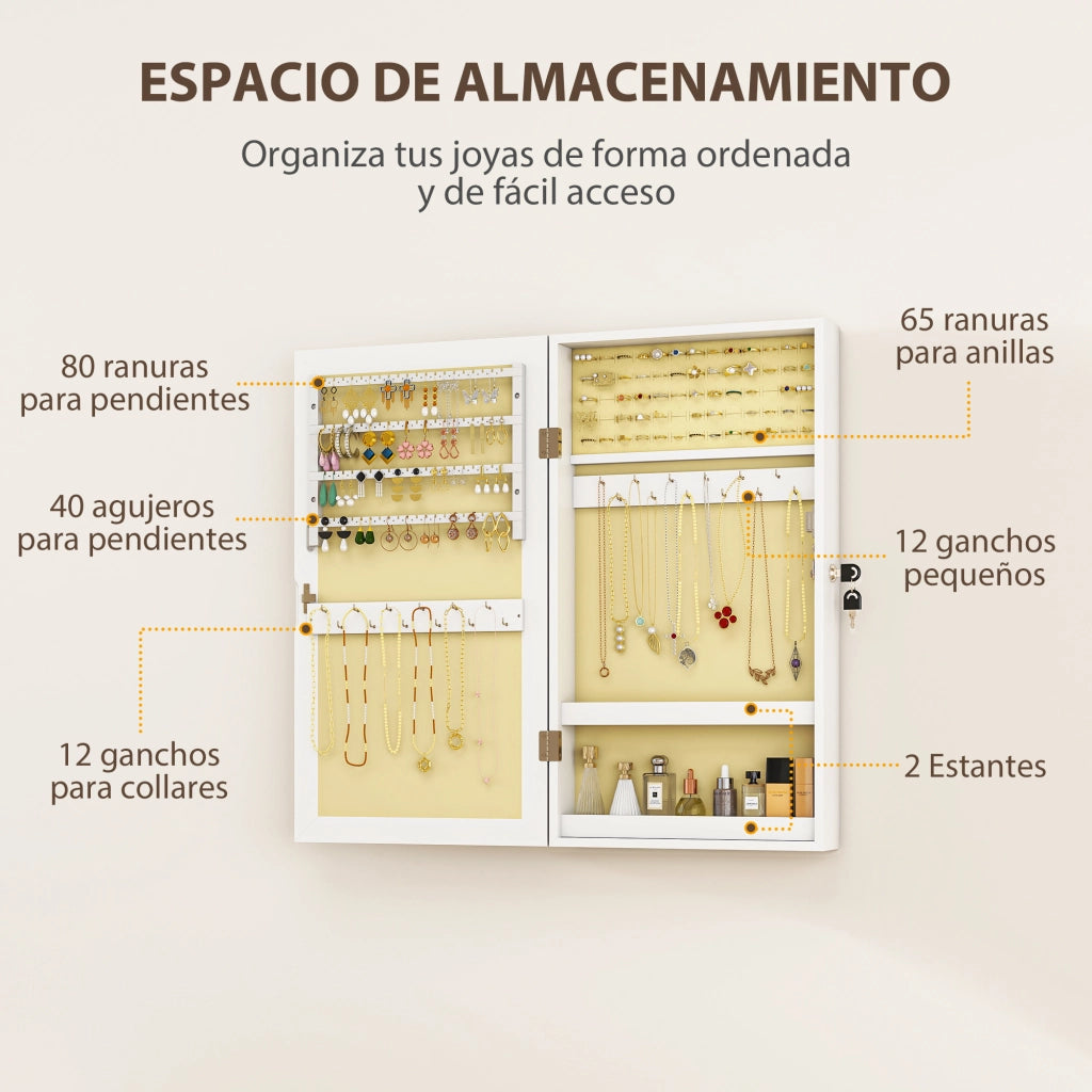 Specchio con cassettiera da parete ¨C zephmum ¨C bianco e crema