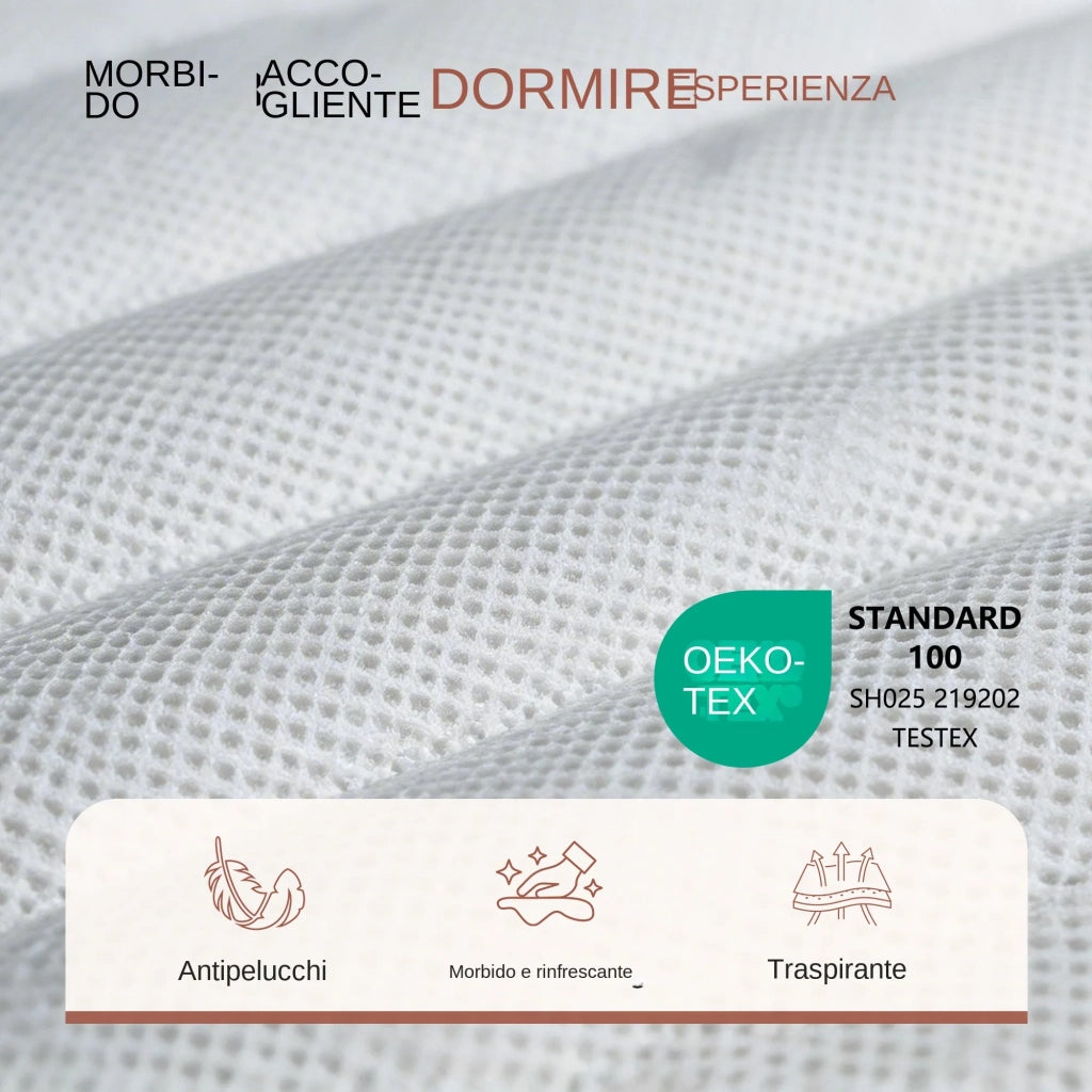 Materasso in Schiuma Ergonomica Certificata OEKO-TEX con Fodera Morbida 90x200x16 cm; Bianco