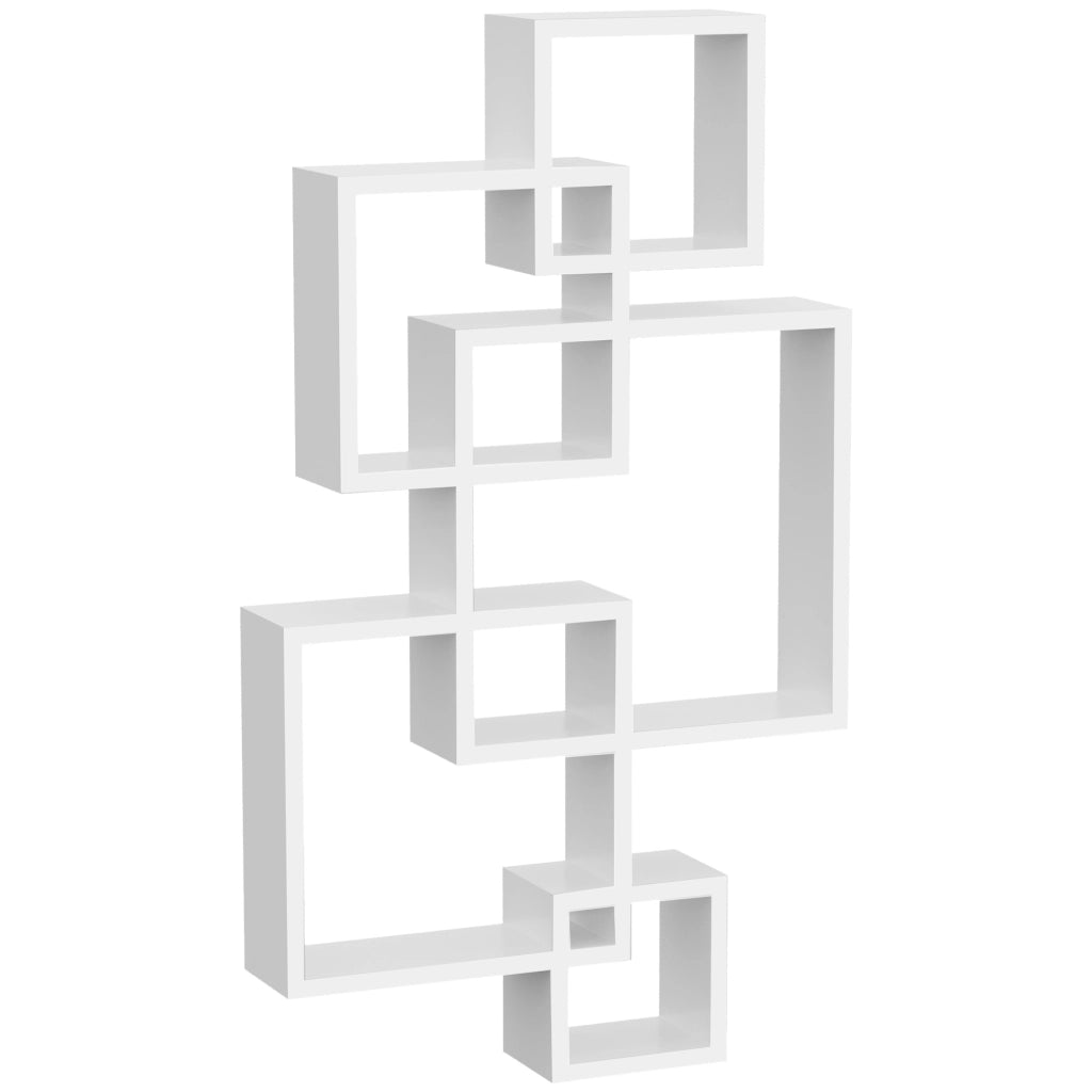 Libreria Moderna Sospesa con 5 Cubi Intrecciati ¨C Zephmum ¨C Bianco Legno 49.5x10.2x86cm