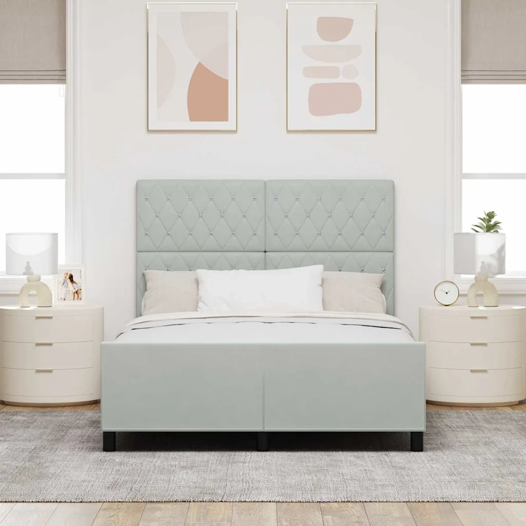 Letto a molle con testiera Grigio chiaro 160 x 200 cm Velluto 3344885