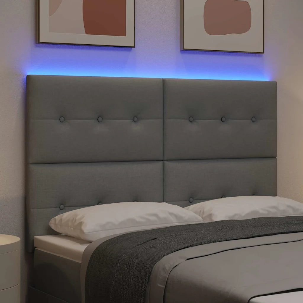 Testiera | Testata LED con strisce LED Grigio chiaro 144 cm Tessuto