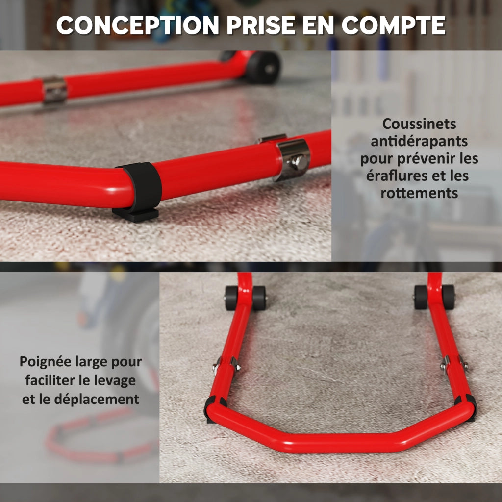 Cavalletto Moto Universale ¨C Xylo ¨C Capacit¨¤ 390kg Anteriore Posteriore Regolabile Rosso