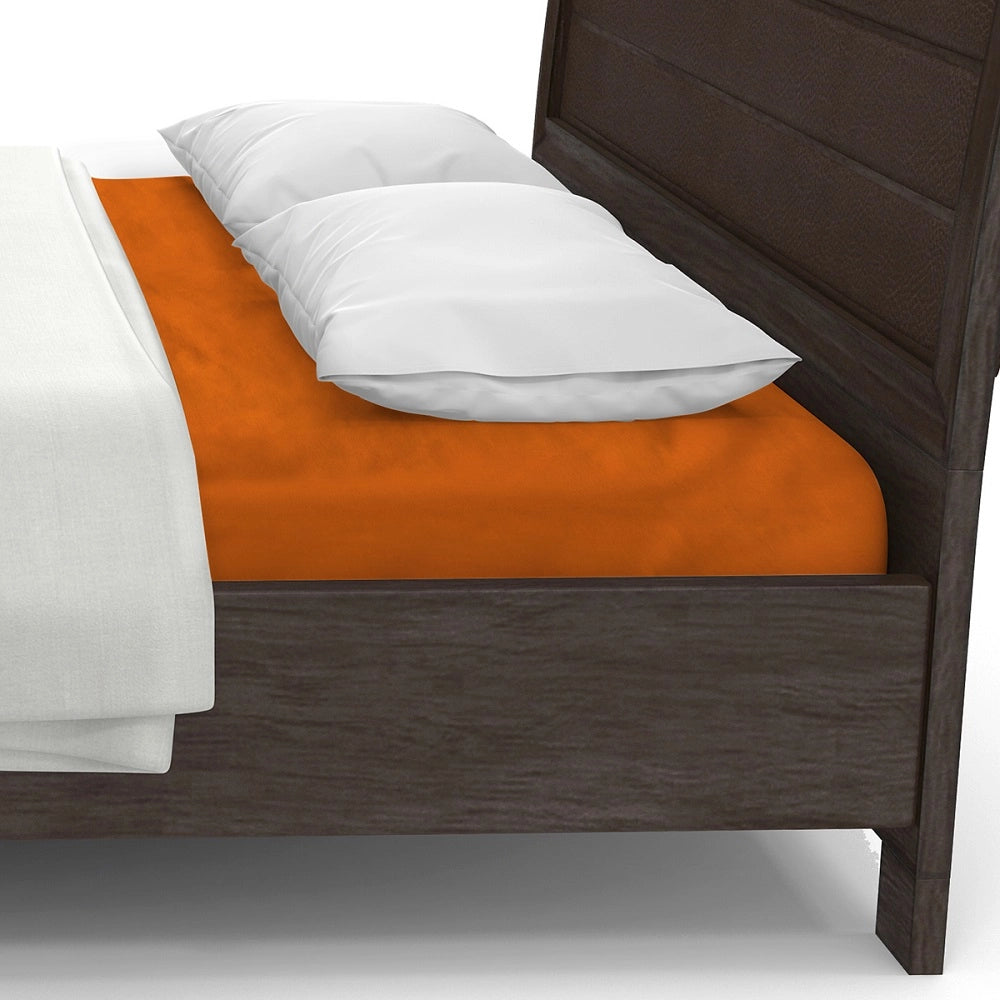 Lenzuolo letto sotto con angoli 100% puro cotone Made in Italy tinta unita Arancio - 1 Piazza e mezza