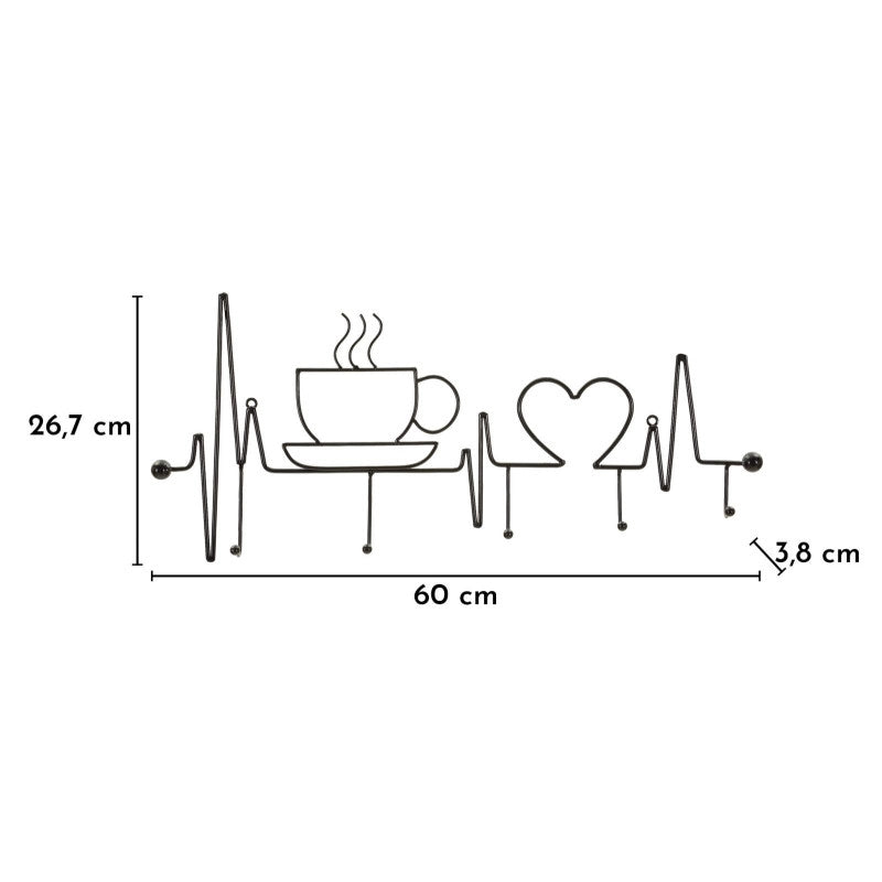 Apporta Abiti Da Muro Breakfast Nero cm 60x3,8x26,7