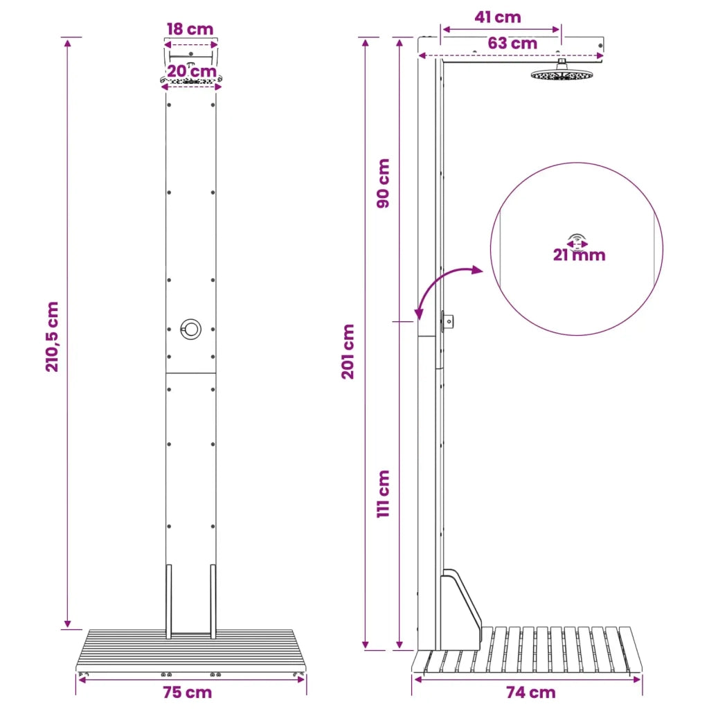 Doccia da esterno 210,5 cm Bianco 903123