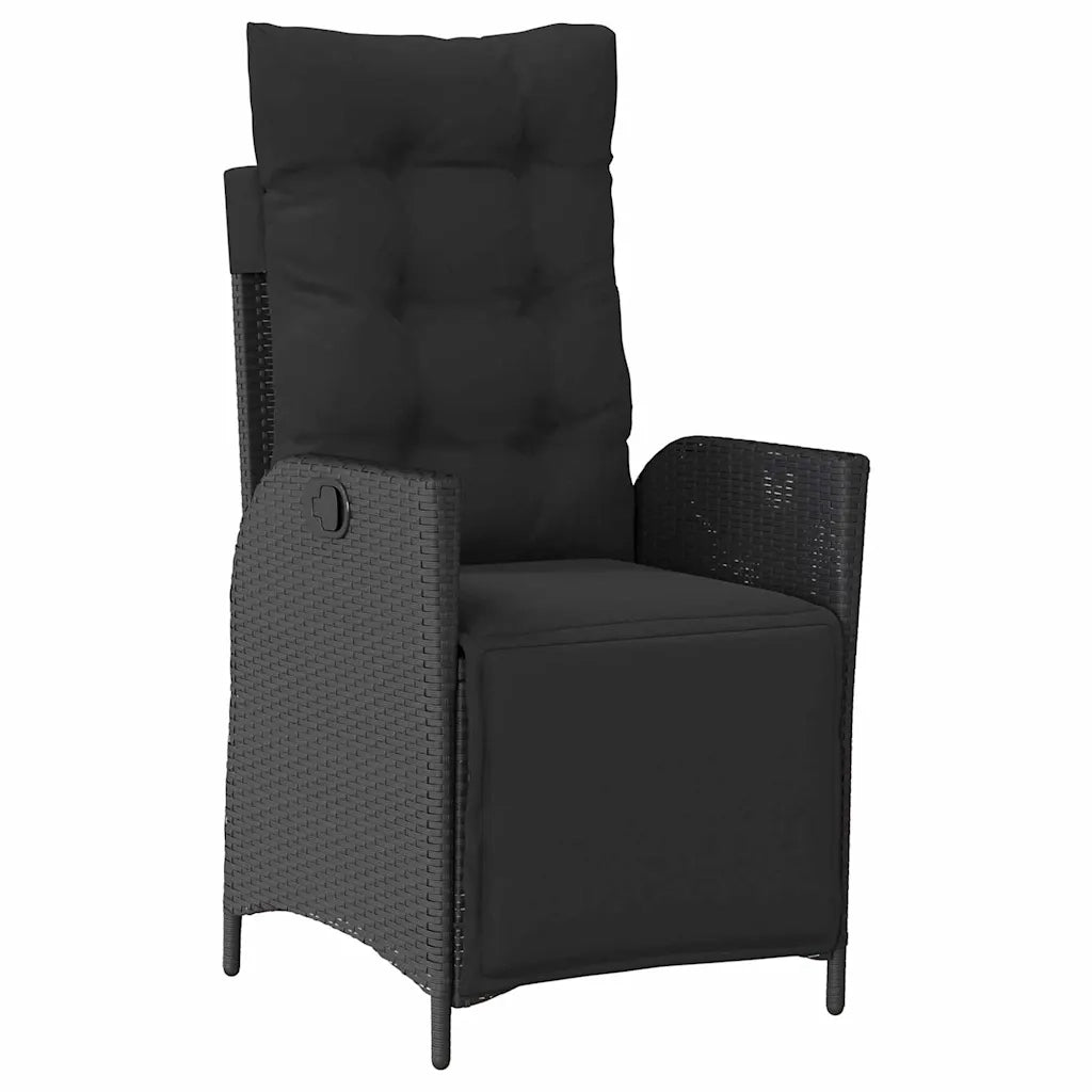 Set da Pranzo per Giardino con cuscino 7 pcs Nero polyrattan