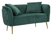Divano 2 posti in metallo e tessuto dorato e verde cm 127x74x73