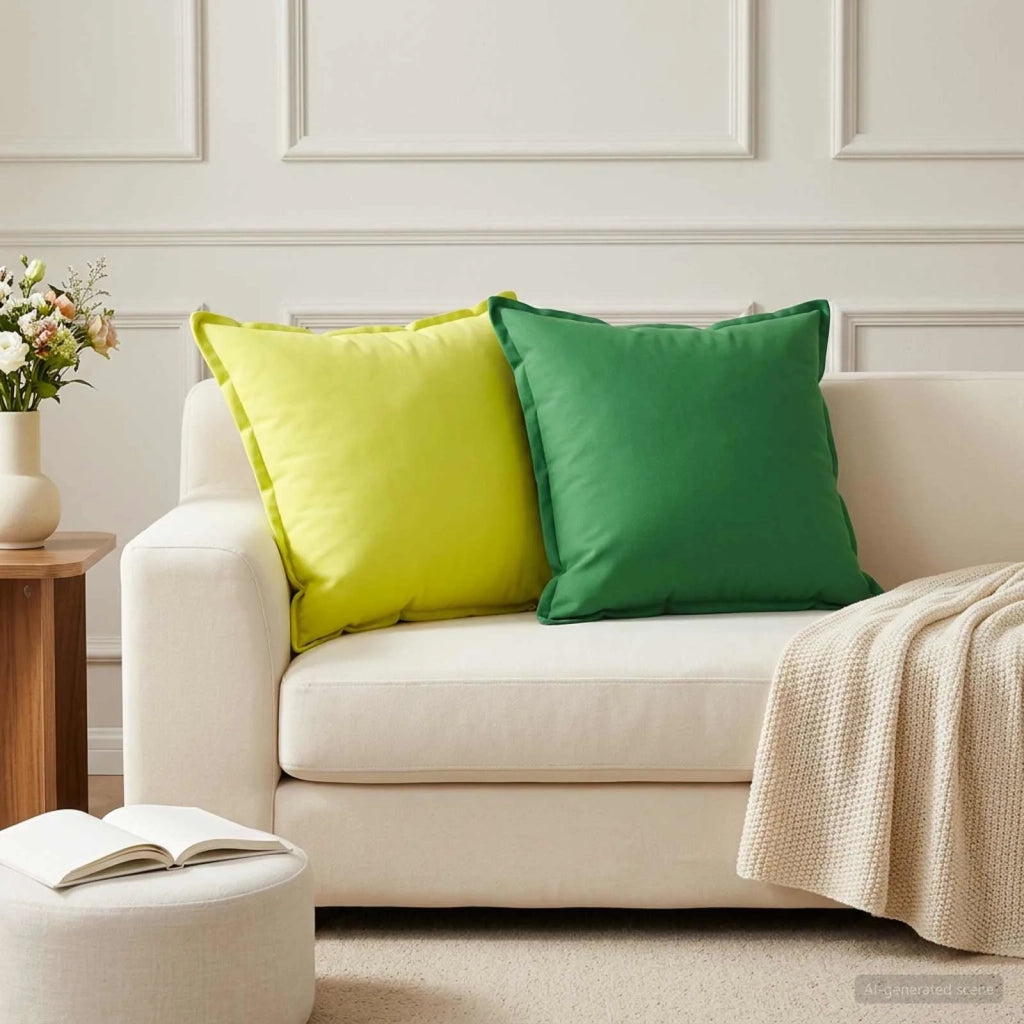Federa 6 pz HOUTEN Verde brillante. 55 x 55 cm Poliestere 920490