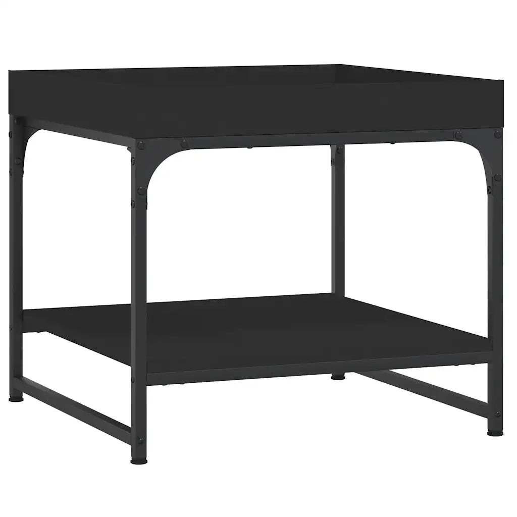 Tavolino da Salotto-Tavolino da soggiorno-Tavolo Nero 49,5x49,5x45 cm in Legno Multistrato
