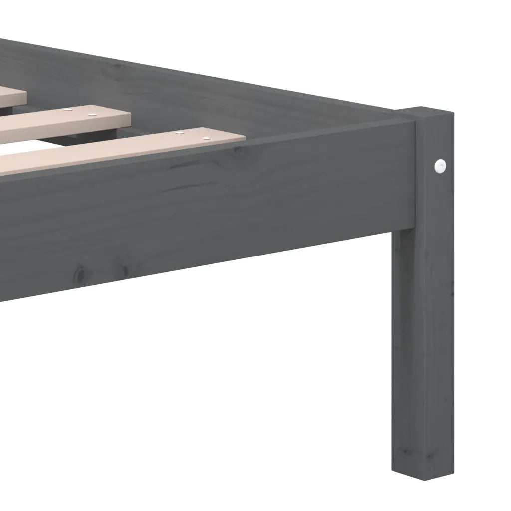 Giroletto-Struttura Letto Grigio in Legno Massello di Pino 200x200 cm 211808