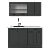 Vicco Cucina monoblocco Casa di campagna antracite/antracite 140 cm , PL Marmo