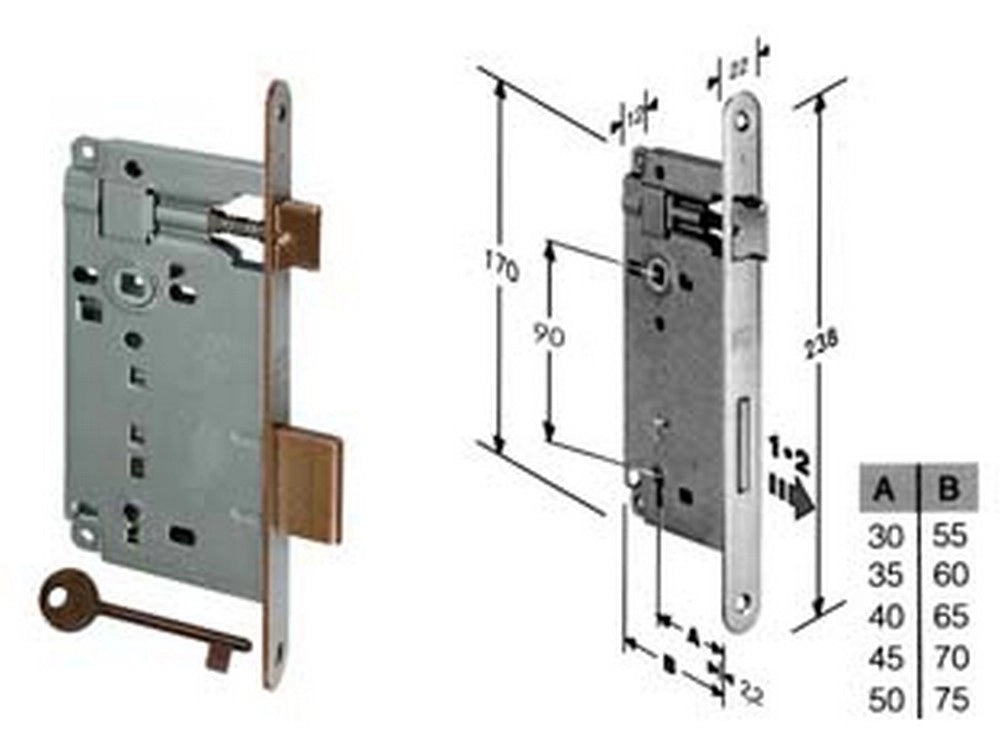 1pz serratura bussola infilare bordo tondo bronzato mm40 bordo acciaio cod:ferx.fer203944
