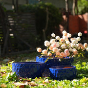 VASO DA FIORE Set da 3 pezzi in ceramica, Blu antico