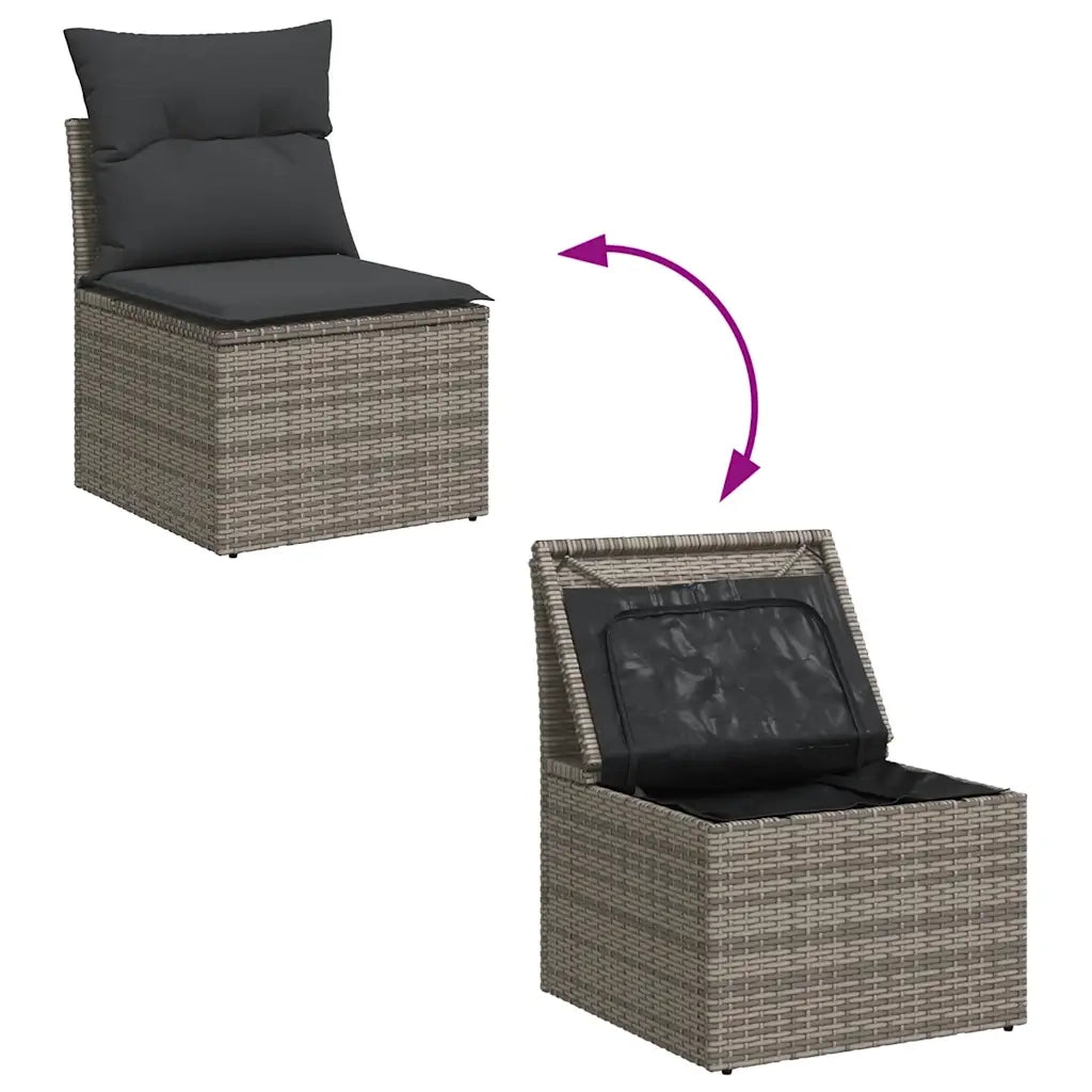 Set Divani da Giardino 7 pz con Cuscini Grigio in Polyrattan 3326895