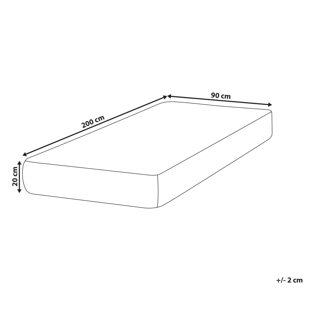 Materasso EU Duro 90 x 200 cm Bianco Grigio Schiuma Imbottitura Poliestere Sfoderabile