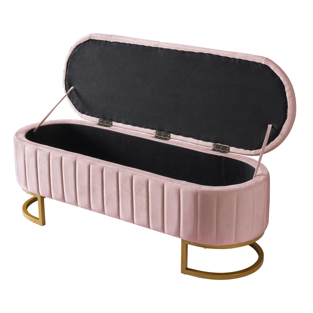 Poltrona Pouf con Contenitore ¨C MINIMAL ¨C Velluto Rosa, 120x40 cm
