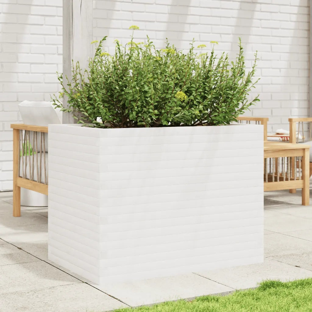 Fioriera da Giardino-Vaso da Esterno Bianca 90x60x68,5cm Legno Massello di Pino