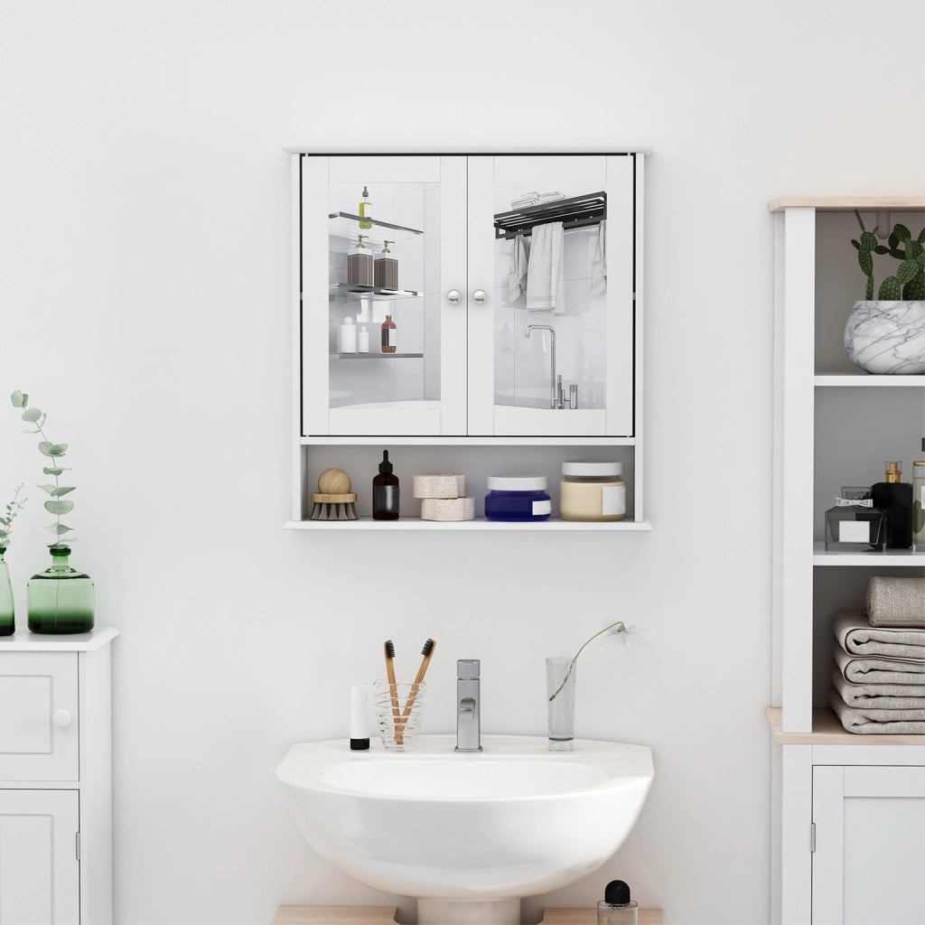 Mobile da Bagno a Parete con Specchio ¨C Xylo ¨C Grigio MDF 56x13x58cm