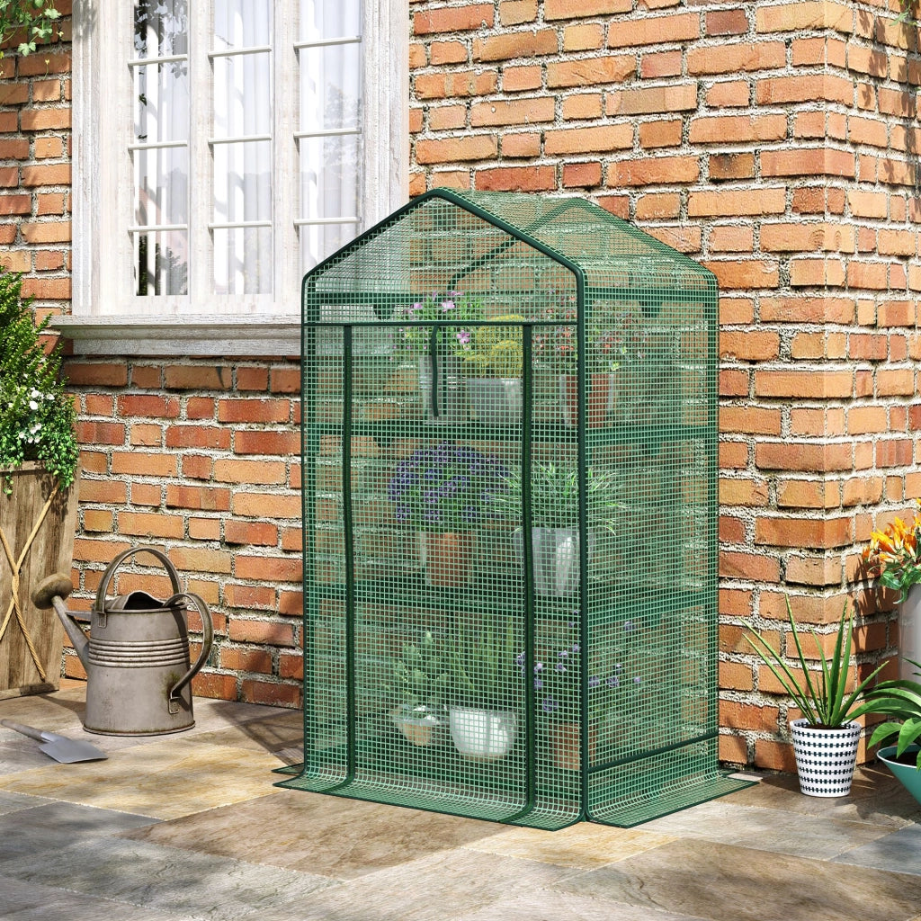 Mini serra/serra per propagazione con copertura in alluminio e 3 ripiani, porta avvolgibile, orto verde, 69 x 49 x 125 cm per gli amanti del