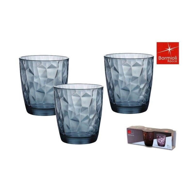 SET 6 BORMIOLI DIAMOND BICCHIERI PER ACQUA DI COLORE BLU