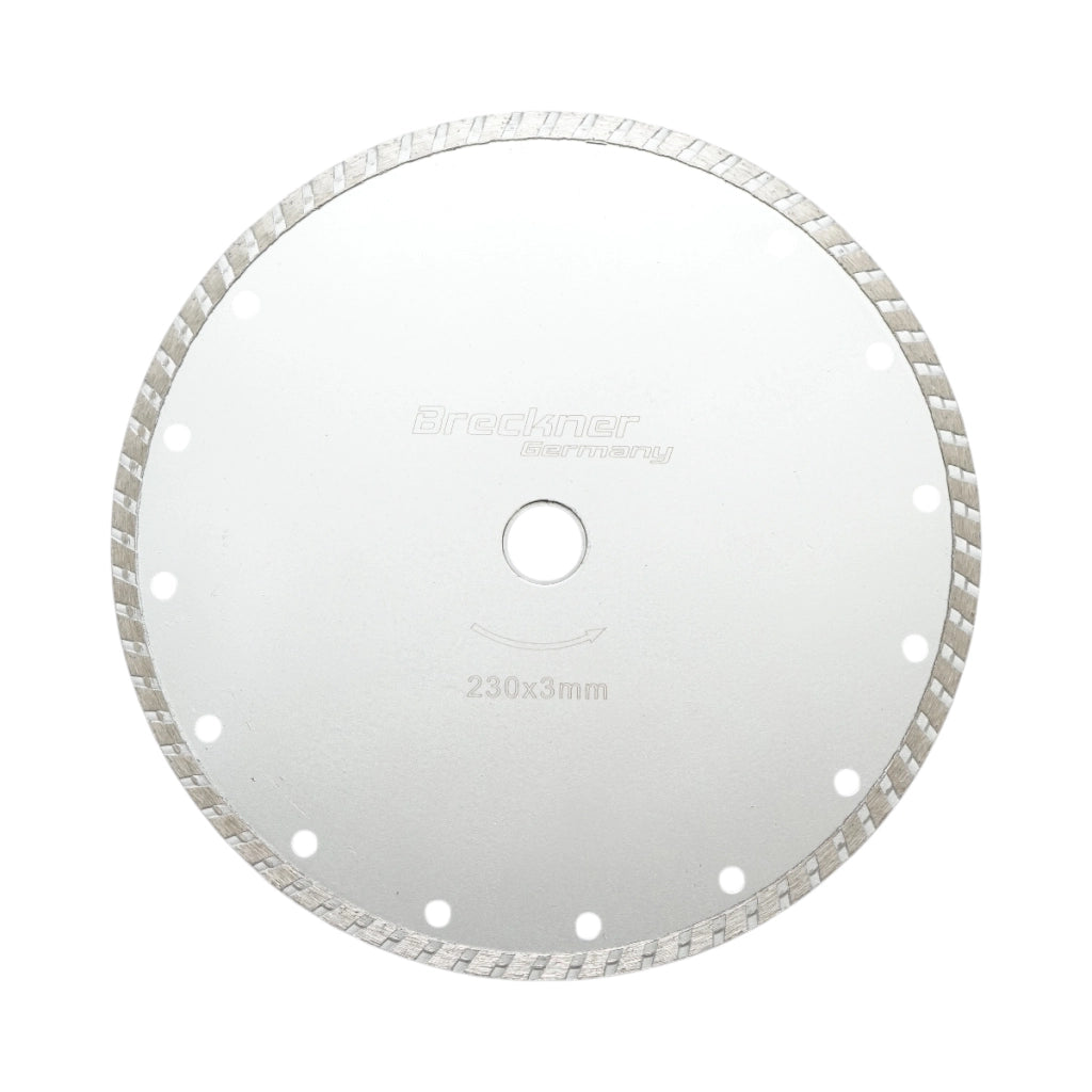Lama diamantata turbo sinterizzata 230x3x22,23, taglio a secco/umido per pietra, piastrelle, ceramica, marmo Breckner Germany