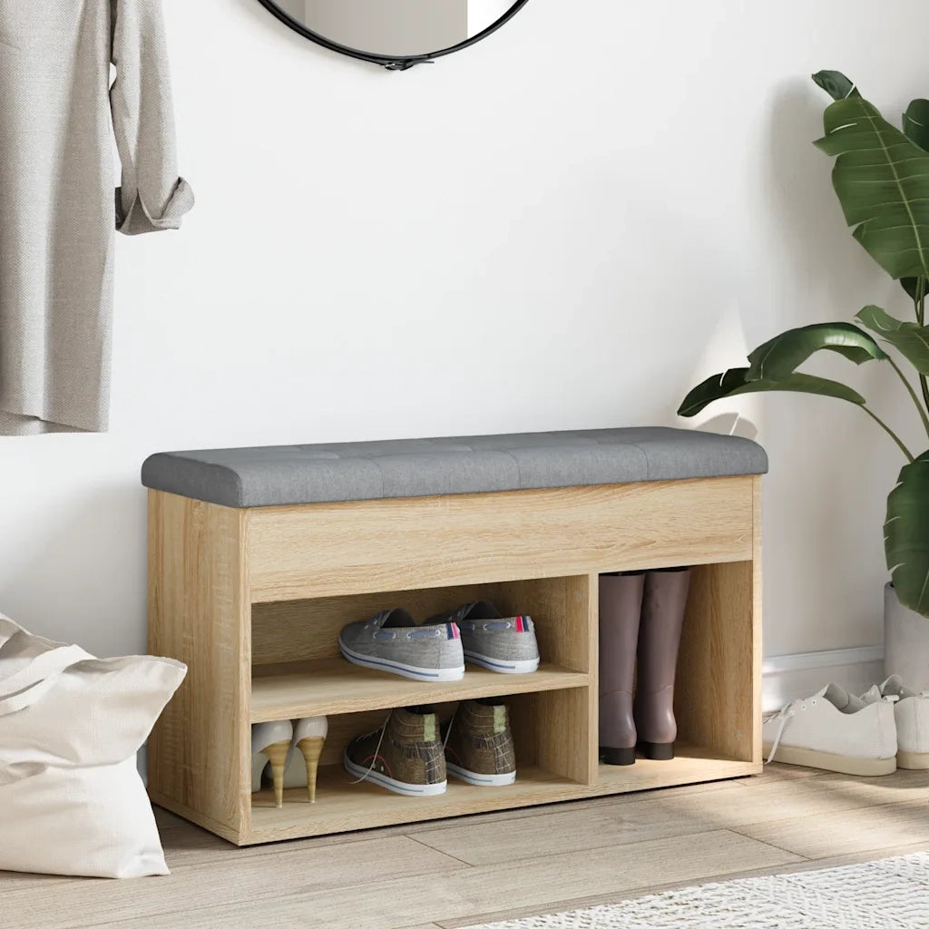 Panca Porta Scarpe Rovere Sonoma 82x32x45,5cm Legno Multistrato 835028