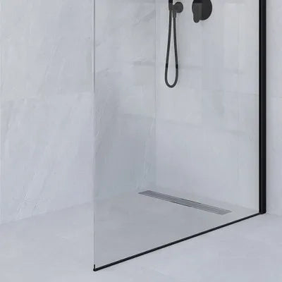 Doccia Walk-In 170 cm trasparente 6 mm profilo nero opaco H 200 cm Klug