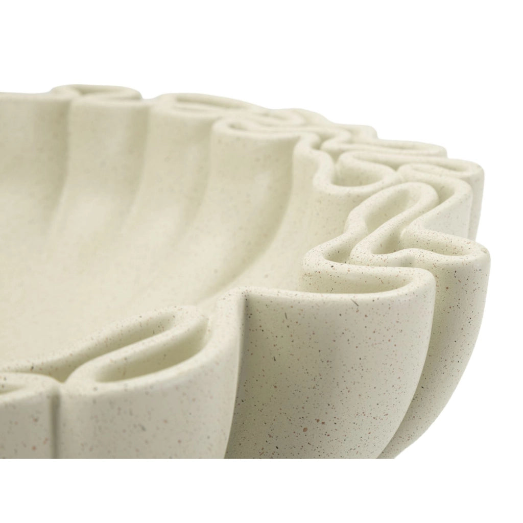 Vassoio decorativo Stons piccolo in poliresina color crema