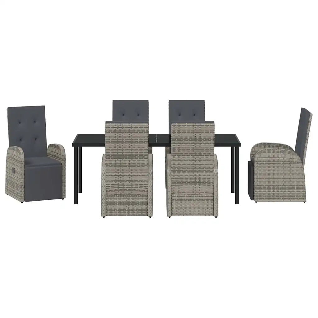 Set da Pranzo per Giardino con cuscino 7 pcs Grigio polyrattan 3379490