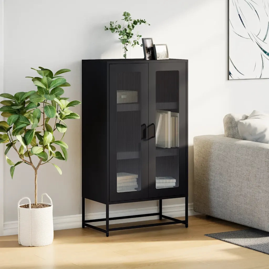Credenza Nera 68x39x123 cm in Acciaio
