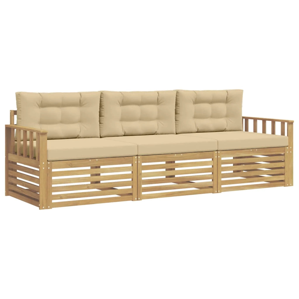 Set di divani da esterno 3 pz Bianco e Beige Poliestere 3389958