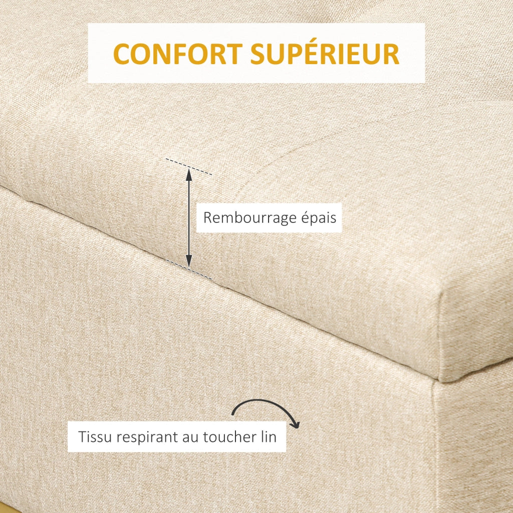 Divano a due posti con cassetti ¨C Minimal ¨C Beige e dorato 110x44x48