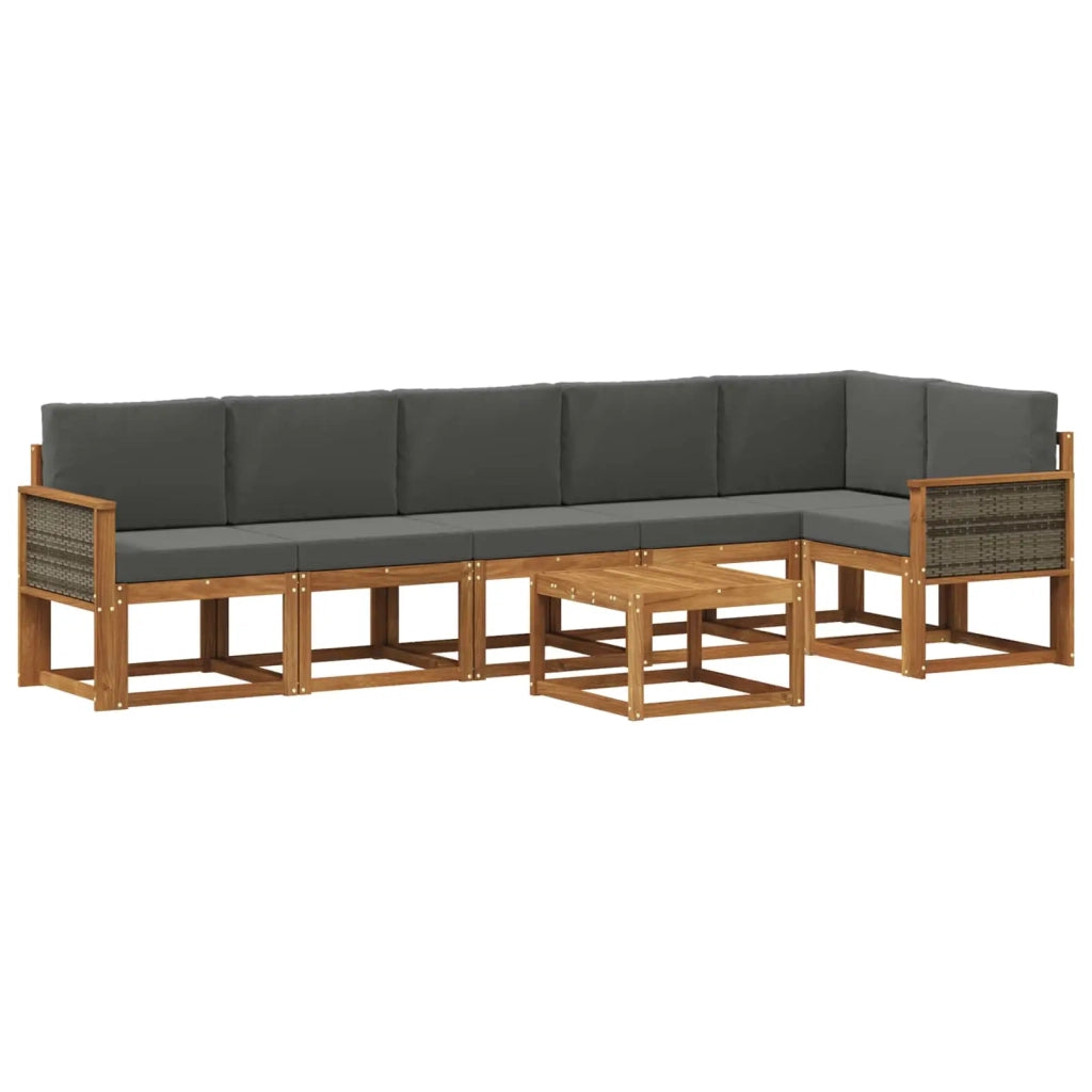 Set di divani da esterno 7 pz Naturale e Antracite Poliestere 3385268