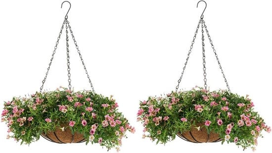 Due vasi da piante appesi 30 cm vasi appesi per piante, vasi da piante appesi per esterno, con rivestimento per vaso da piante, vaso da piante appeso per decorazioni di giardino con catena