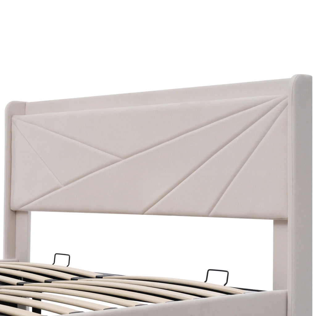 letto imbottito cotone lino beige 140x200 cm