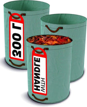 Sacchi di raccolta rifiuti 300L - 4 Maniglie robuste - Stabili - Ripiegabili - Riciclabili - Resistenti a Polypropilene