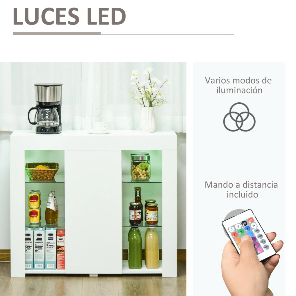 Cassettiera Moderna con Luci LED ¨C Minimal ¨C Bianco 97x35x83 cm