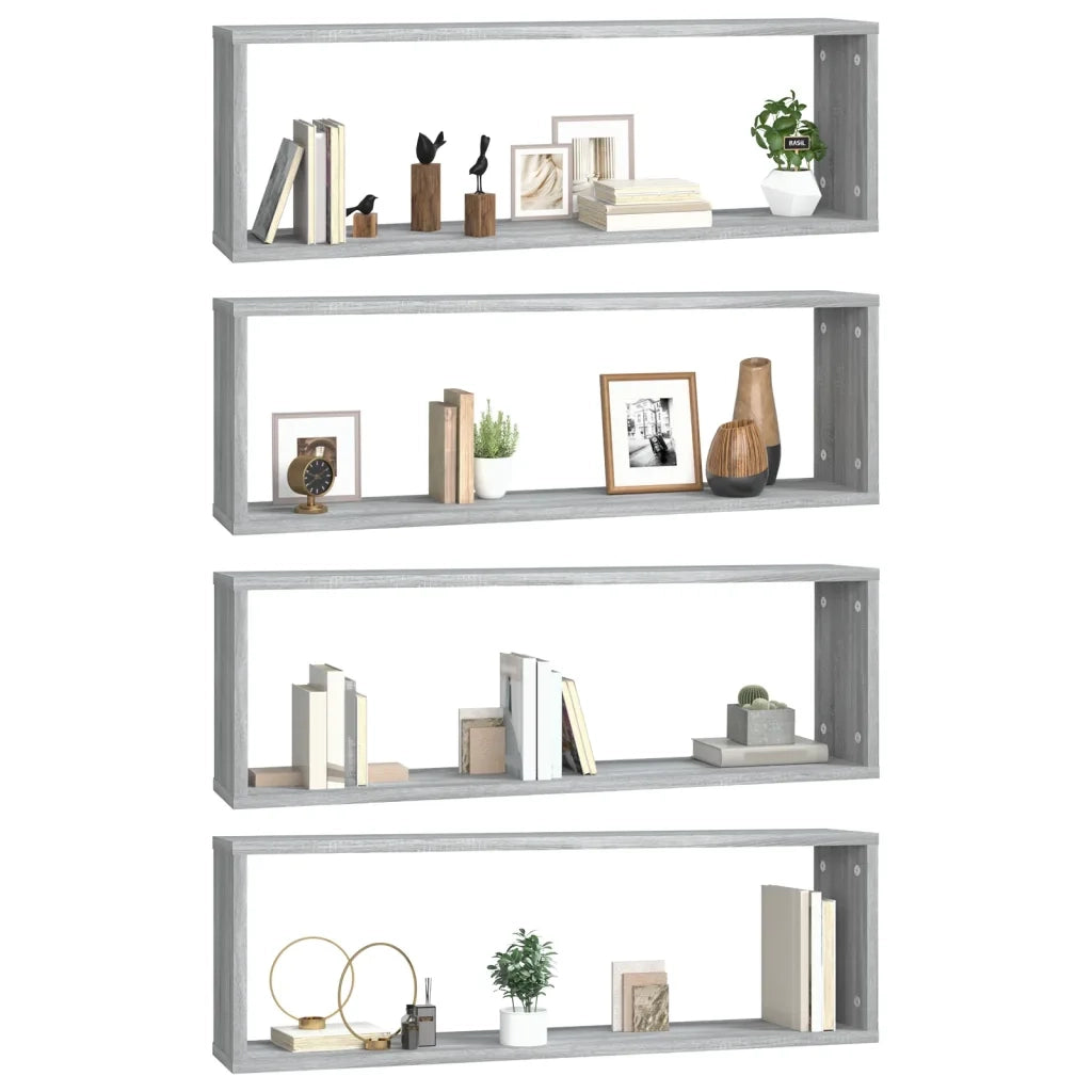 Mensole Cubo Muro 4 Grigio Sonoma 80x15x26,5 Legno Multistrato 815919