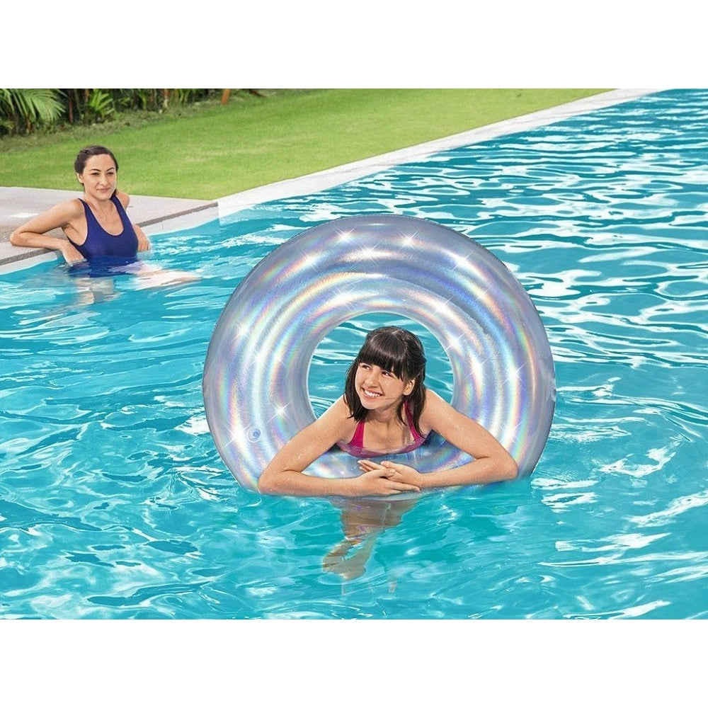 Trade Shop - Ciambella Salvagente Gonfiabile Iridescente 107 Cm Mare Spiaggia Piscina 36240 -
